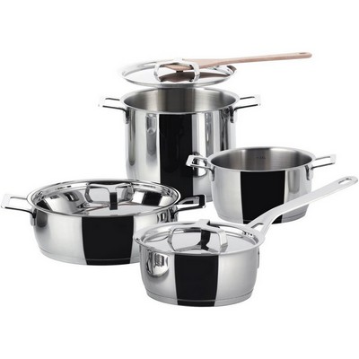 ALESSI Alessi-Pots&Pans Set of 18/10 stainless steel pots - 7 pieces